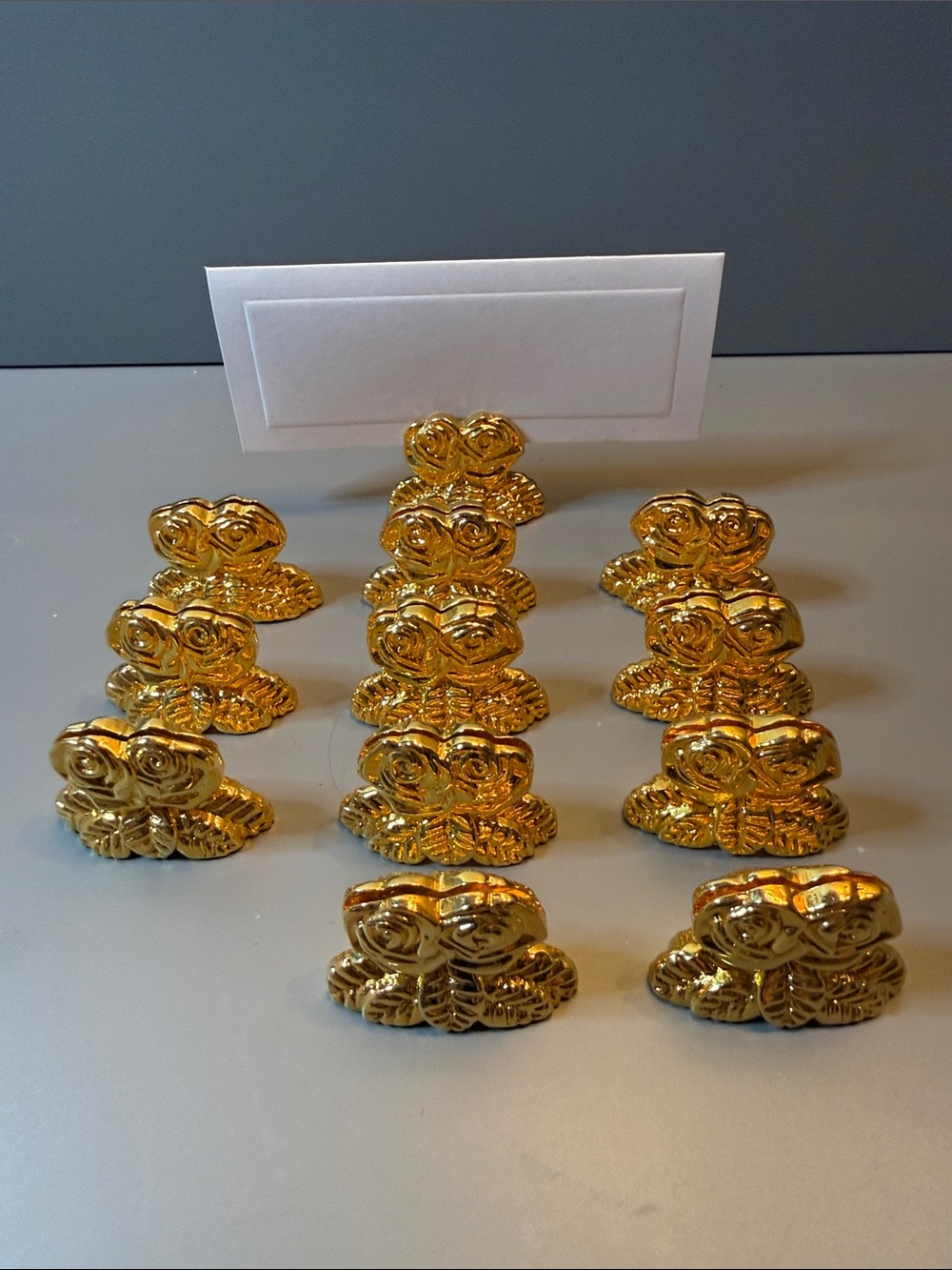 Gold Rose Place Card Holders - Set of 12